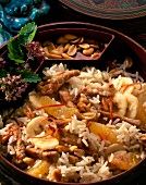 Close-up of peanut rice in bowl