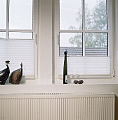 Sichtschutz am Fenster: Plissees am unteren Rahmen montiert