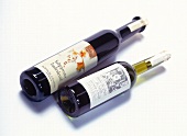 Two bottles of grape seed oil on white background