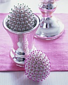Vase of eggs decorated with pearls