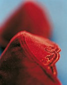 Dessous aus rotem Velours mit  Stickerei, Tele, Unschärfe