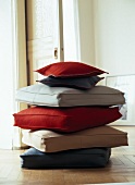 Close-up of piled cushions