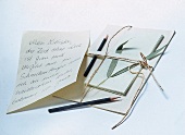 Aus Bambus geschöpftes Briefpapier 10-er-Set mit zwei Bleistiften