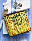 Ricotta and asparagus quiche on plate