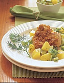 Puten-Knusper-Schnitzel mit GurkenKartoffel-Gemüse