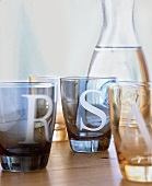 Gläser mit Gravur, Monogramm, Initiale, Buchstaben R, S, A