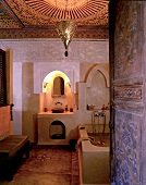Gästehaus Dar Mouassine, Marrakesch, Badezimmer, orientalisch, Stuck