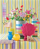 Vasen, Blumenvasen, " Capri-Style ", Stoff gestreift, Streifen bunt