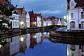 View of Canal and houses in Bruges, Flanders, Belgium