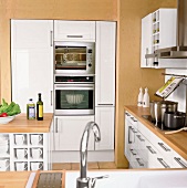Detail Küche, Einbauküche, Backofen, Mikrowelle, Kühl-Gefrier-Kombination