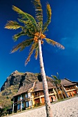 Hotel "Dinarobin" vor dem Felsen Le Morne Brabant auf Mauritius