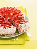 Strawberry sponge cake on plate