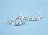 Diadem mit Strass und Haarreif mit Blütengesteck für Braut