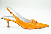 Trendiger Schuh mit halbhohem Pfennigabsatz, orangefarben, orange