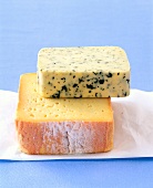 Close-up of nettle cheese and tilsit