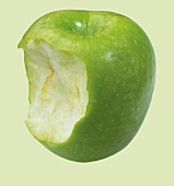 grüner Apfel angebissen, Freisteller Studio, Still