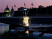 Pont Wilson bridge on Rhone river in Lyon, France