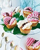 Butterfly cup cakes topped with fresh mascarpone cream yogurt