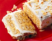 Close-up of kalter hund with lady finger biscuits and almonds