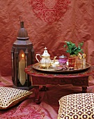 Moroccan tea on table in an oriental ambience
