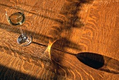 White wine glass with its shadow