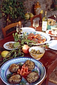 Variety of sicilian specialties on table