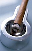 Close-up of cigar and ashtray