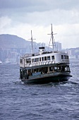 Star ferry sailing on sea at Kowloon, Hong Kong, China