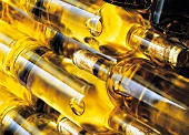 Close-up of bottles of white burgundy