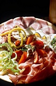 Close-up of brettljause with salad