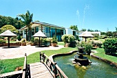 View of idyllic garden of hydro farm in Stellenbosch, South Africa