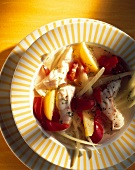 Redfish and potatoes in a bowl