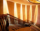 Designer staircase with light installations in Union Square hotel, New York