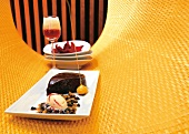 Chocolate ganache with almonds on tray