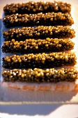 Close-up of ossietra caviar with langoustines