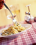 Macaroni with butter on plate