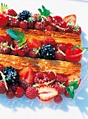 Close-up of mille-feuille with fresh berry fruits