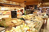 Interiors of cheese shop in Germany, blurred motion