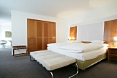 View of bedroom in hotel, Austria