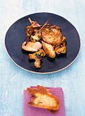 Pyrenees rabbit with cinnamon and garlic on plate