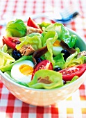 Close-up of salad nicoise in bowl