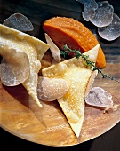 Close-up of cheese pastries with pumpkin puree