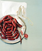 Two different types of salami on plate