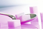 Close-up of sugar cubes on teaspoon