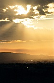 View of twilight sun rays and clouds in the evening at Provence, France