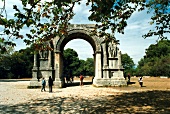 View of ancient archway Villum Granum in Saint-Remy-de-Provence, France