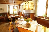 Interior of restaurants with tables and chairs in hotel