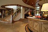 Reception and staircase of Hotel Allgau Sonne, Bavaria, Germany