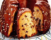Close-up of sliced chocolate pound cake