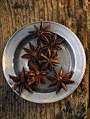 A plate of star anise (seen from above)